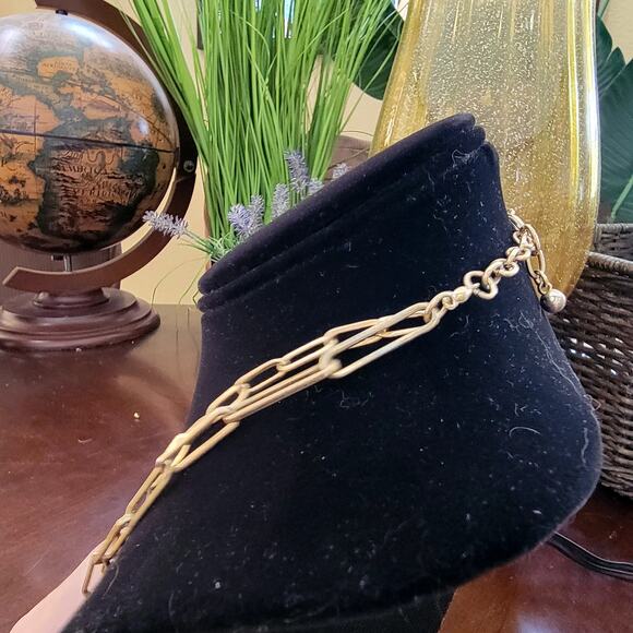 20 Inch Vintage Gold Paperclip Chain Necklace with Layered Link Statement Style - Picture 8 of 10